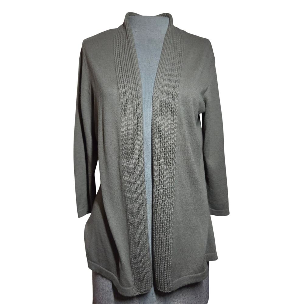 Chicos Green Cotton Blend Cardigan Sweater Size 1 Small